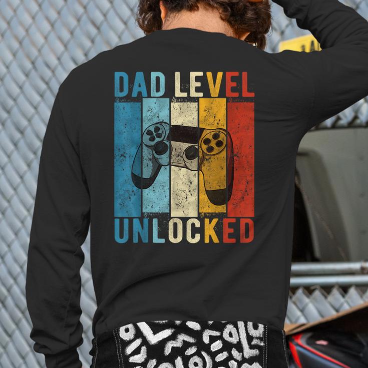 Pregnancy Announcement Dad Level Unlocked New Daddy Father Long Sleeve T-Shirt Back Print