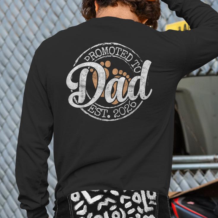 Promoted To Dad Est 2026 Stamp First Time Daddy To Be Long Sleeve T-Shirt Back Print
