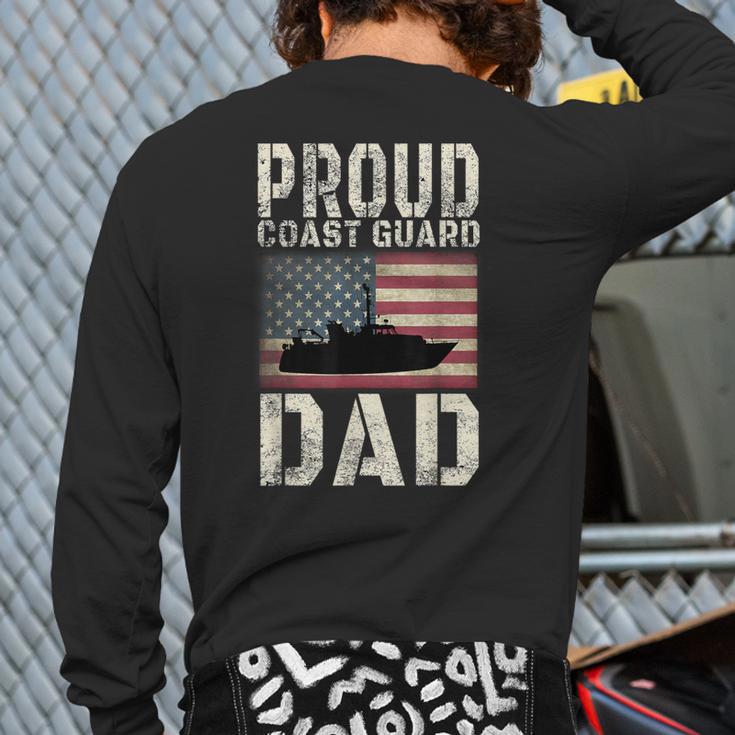 Proud Coast Guard Dad USCG American Flag T-Shirt Long Sleeve T-Shirt Back Print