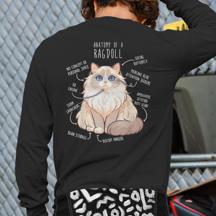 Ragdoll Cat Anatomy Cute Pet Mom Dad Cream Bicolor Long Sleeve T-Shirt Back Print