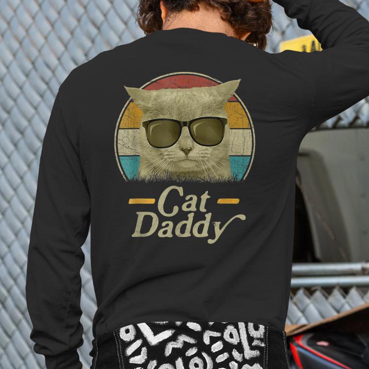 Retro Cat Daddy 80s 90s Style Sunglasses Long Sleeve T-Shirt Back Print