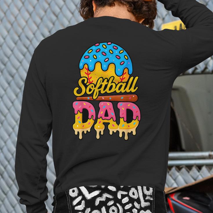 Retro Ice Cream Drip Softball Dad Game Day Dad Father's Day Long Sleeve T-Shirt Back Print