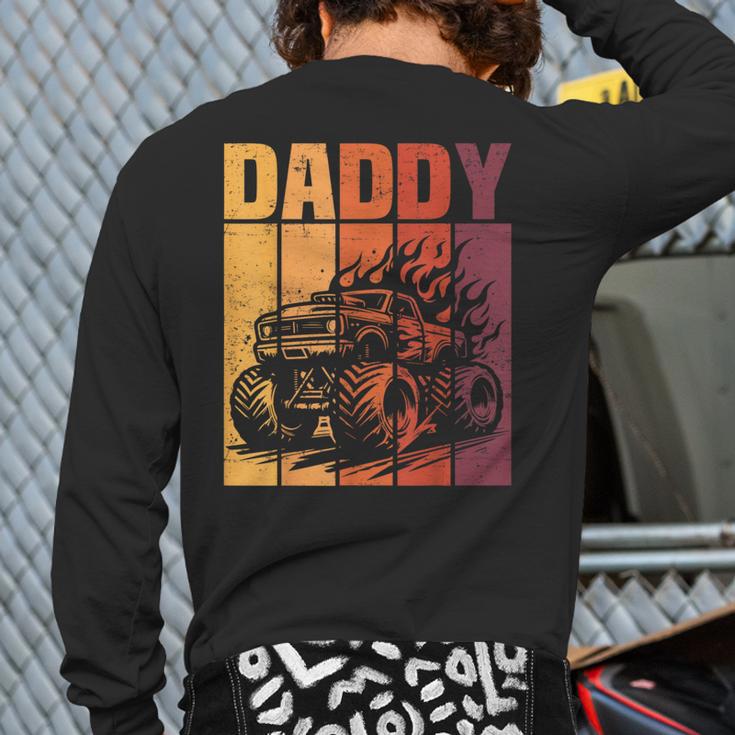 Retro Monster Truck Daddy Matching Family Birthday Party Long Sleeve T-Shirt Back Print