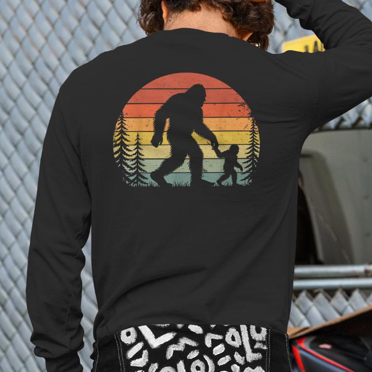 Retro Vintage Bigfoot Dad Fathers Day Father Son Matching Long Sleeve T-Shirt Back Print