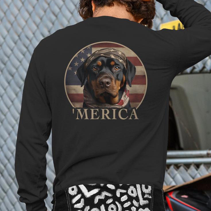 Rottie Dog Mom Dad 'Merica Rottweiler Long Sleeve T-Shirt Back Print