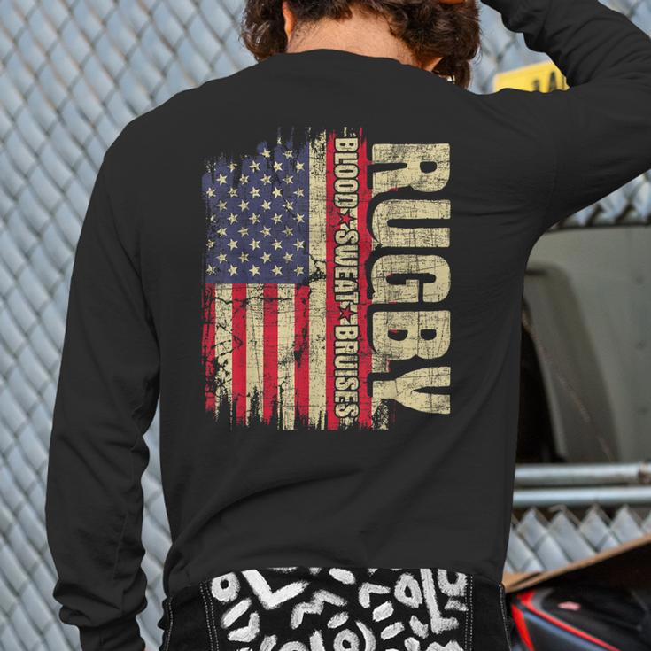 Rugby Blood Sweat Bruises Rugby Player Coach Dad Mom Long Sleeve T-Shirt Back Print