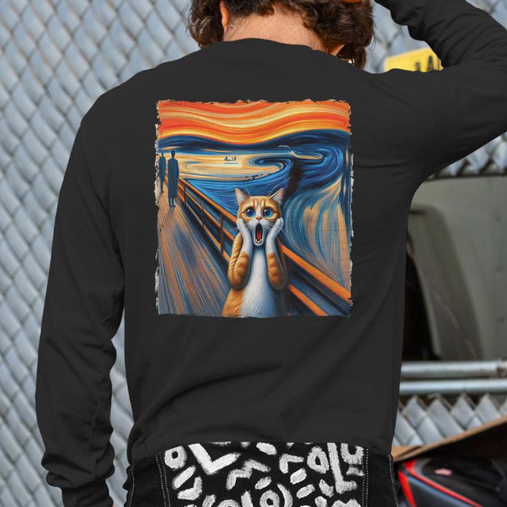 The Scream Cat Parody For Kitty Cat Lover Cat Mom Cat Dad Long Sleeve T-Shirt Back Print