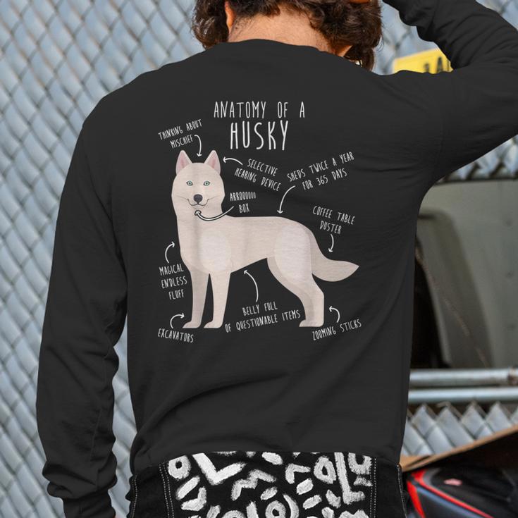 Siberian Husky Dog Anatomy Pet Mom Cute Dog Dad Men Women Kids Long Sleeve T-Shirt Back Print