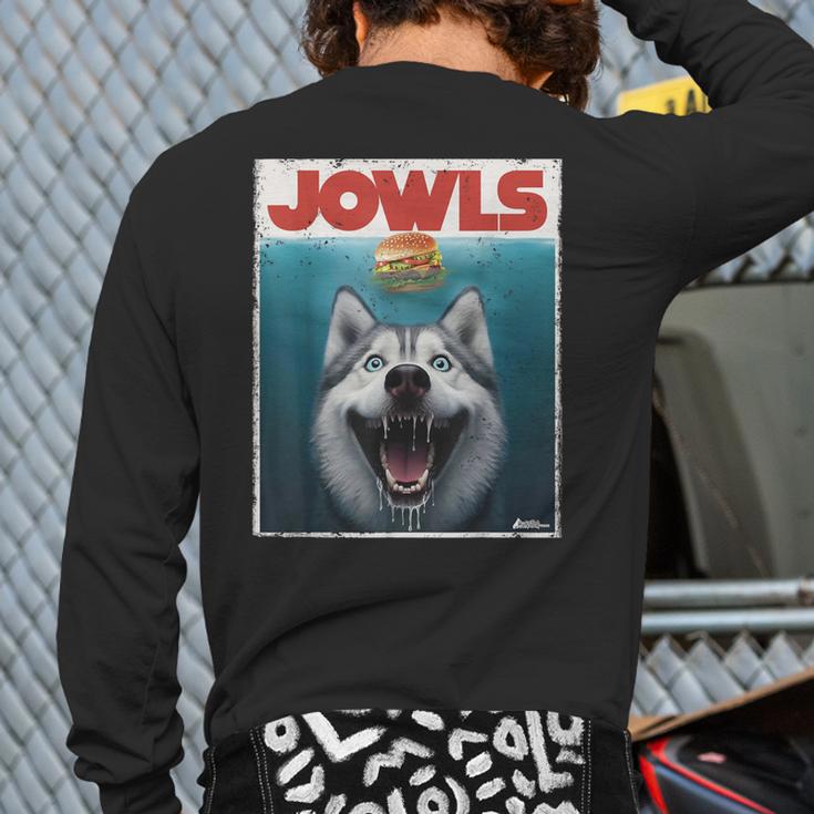 Siberian Husky Jowls Sled Dog Mom Top Alaskan Dog Dad Long Sleeve T-Shirt Back Print