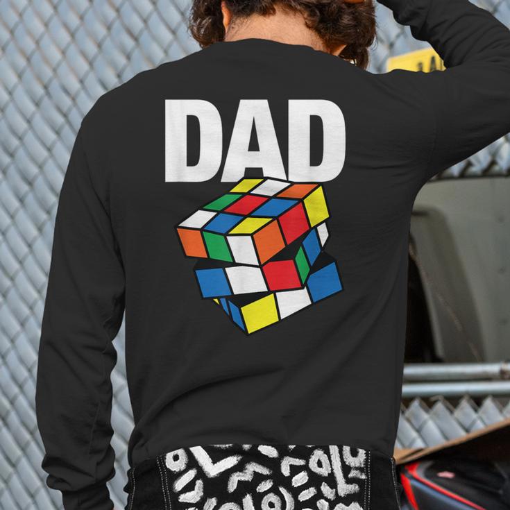 Speed Cubing Dad Puzzle Cuber Cube Kids Long Sleeve T-Shirt Back Print