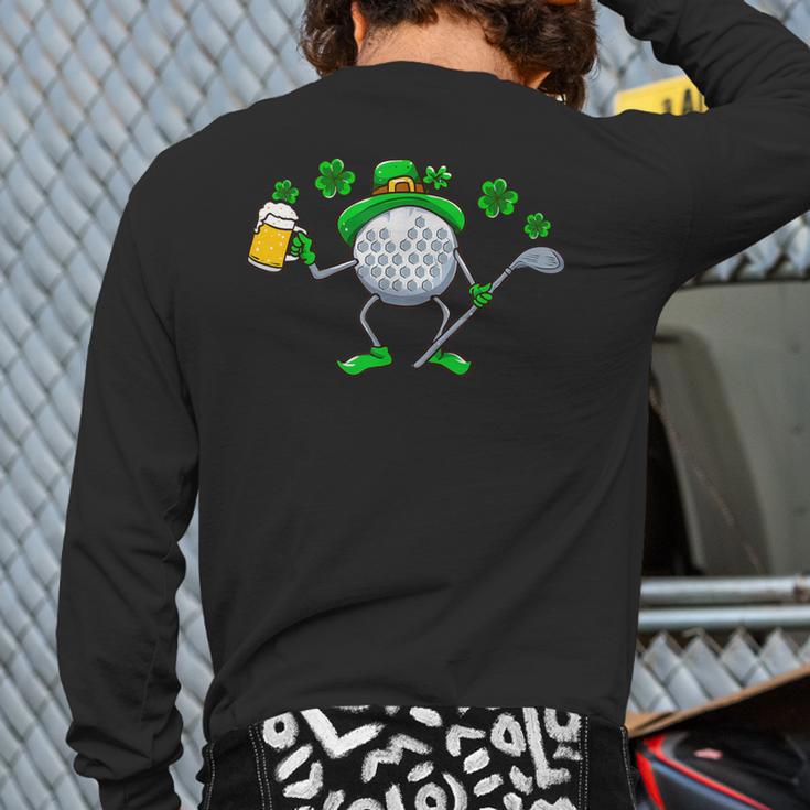 St Patricks Day Golf Golfing Irish Golfer Beer Humor Men Dad Long Sleeve T-Shirt Back Print