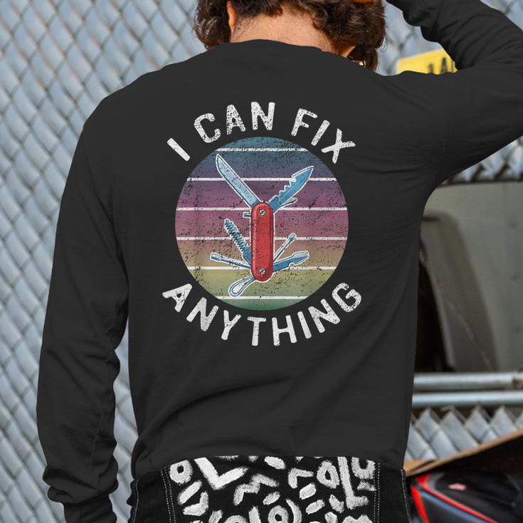 Swiss Army Knife DIY Dad Fathers Day Fix Anything Handyman Long Sleeve T-Shirt Back Print