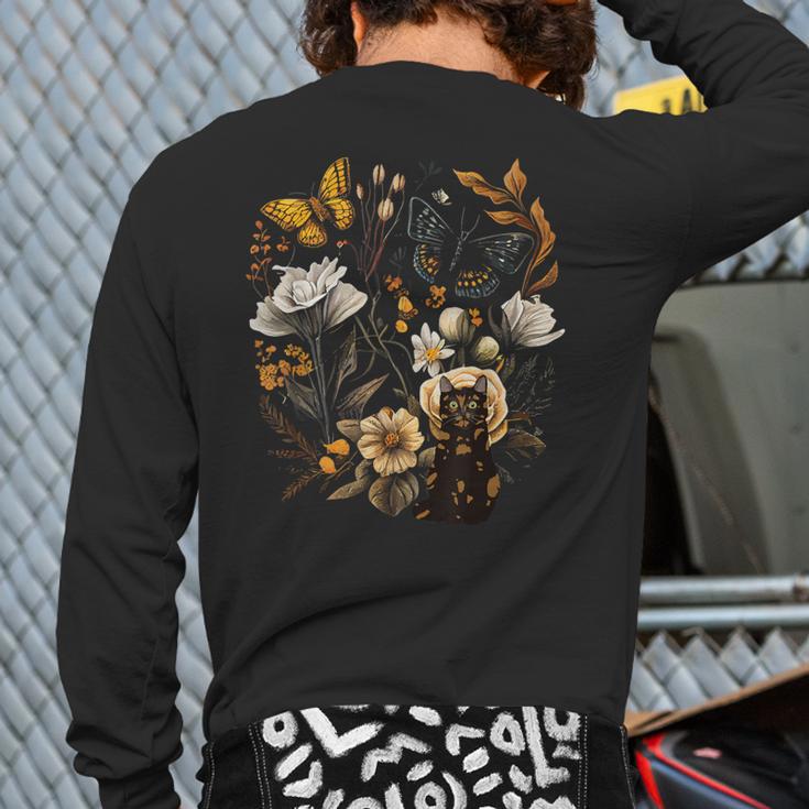 Tortie Cat Owner Flowers Tortie Cat Mom Tortie Cat Dad Long Sleeve T-Shirt Back Print