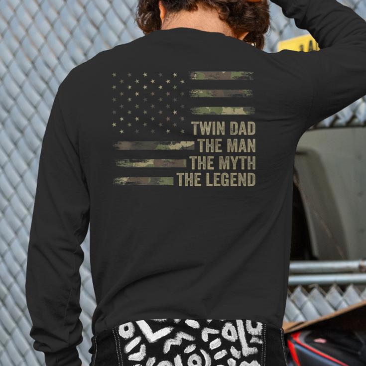 Twin Dad Camo USA Flag Twin Dad The Man The Myth The Legend Long Sleeve T-Shirt Back Print