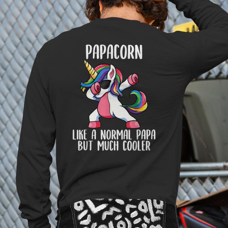 Unicorn Dad Girl Birthday Party Clothing Papacorn Long Sleeve T-Shirt Back Print