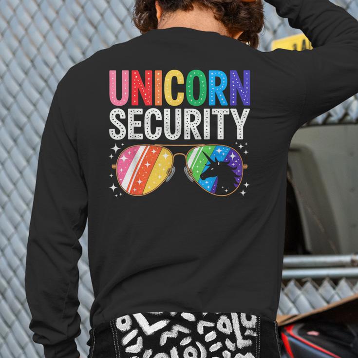 Unicorn Security Birthday Family Halloween Costume Mom Dad Long Sleeve T-Shirt Back Print