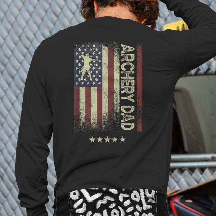 USA American Flag Archery Dad Long Sleeve T-Shirt Back Print
