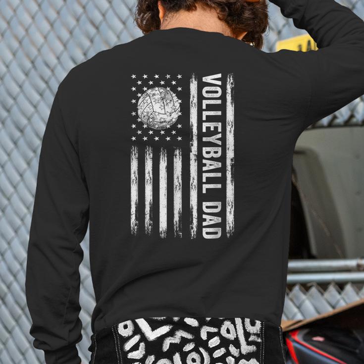 USA Flag Volleyball Dad Father's Day Long Sleeve T-Shirt Back Print