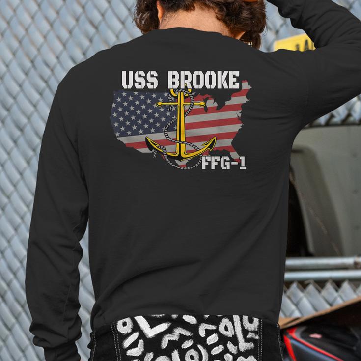 USS Brooke FFG-1 Frigate Veterans Day Son Father Grandpa Dad Long Sleeve T-Shirt Back Print