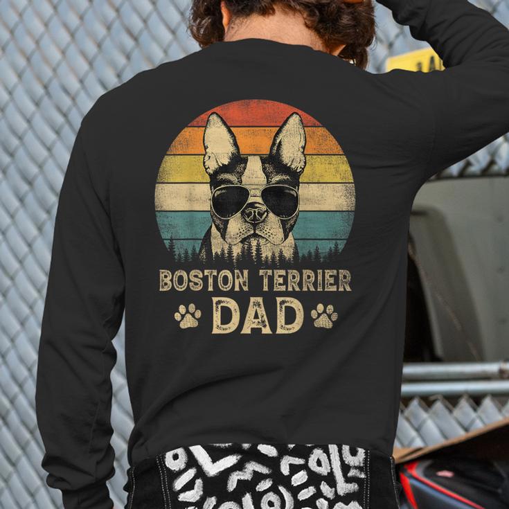 Vintage Boston Terrier Dad Dog Lovers Father's Day Tee Long Sleeve T-Shirt Back Print