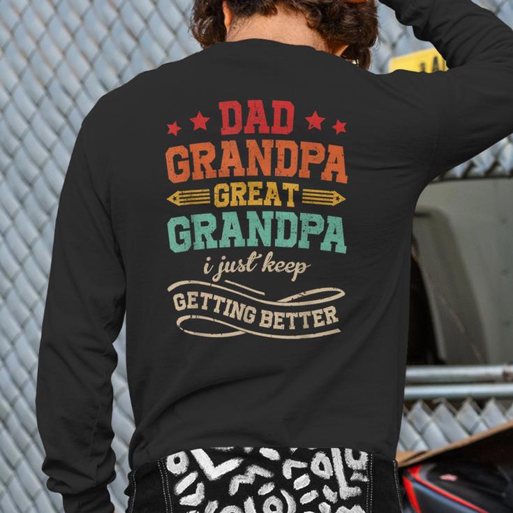 Vintage Great Grandpa For Fathers Day Dad Papa Grandpa Long Sleeve T-Shirt Back Print
