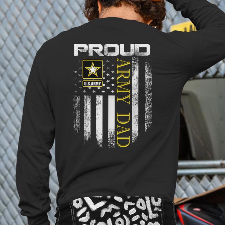 Vintage Proud Army Dad With American Flag Long Sleeve T-Shirt Back Print