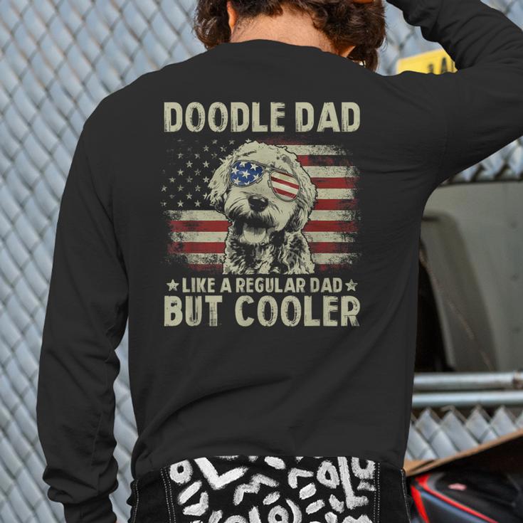 Vintage USA Flag Goldendoodle Doodle Dad Fathers Day Men Long Sleeve T-Shirt Back Print