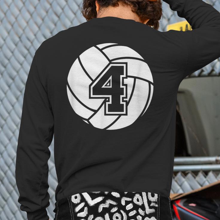Volleyball Player 4 Volleyball Mom Dad Jersey Number 4 Long Sleeve T-Shirt Back Print