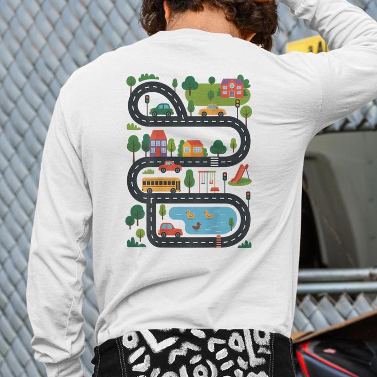 On Back Tired Dads Club Car Race Track On Dad Daddy Long Sleeve T-Shirt Back Print