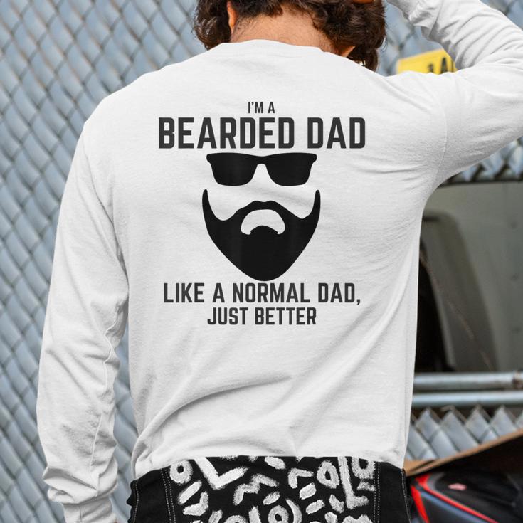 Bearded Dad Beard Humor Superhero Long Sleeve T-Shirt Back Print
