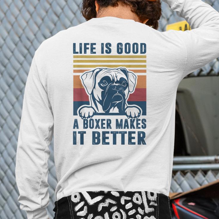 Boxer Dog For Men Women Boxer Dog Dad Mom Small Long Sleeve T-Shirt Back Print