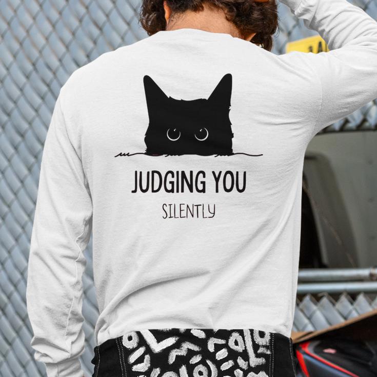 Cat Judging You Silently Cat Mom Dad Premium Tri-Blend Long Sleeve T-Shirt Back Print