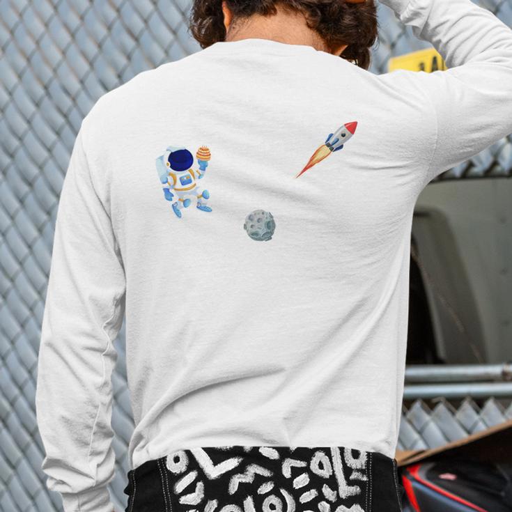 Dad Of The Birthday Boy Space Astronaut Birthday Family Long Sleeve T-Shirt Back Print