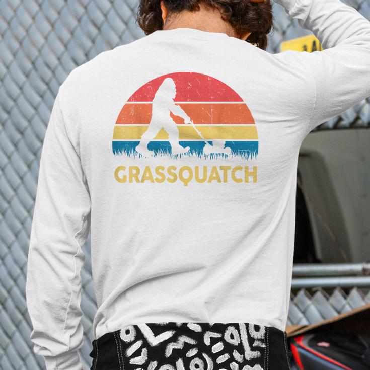 Dad Lawn Mowing Grassquatch Bigfoot Mower Garden Long Sleeve T-Shirt Back Print Dad Lawn Mowing Grassquatch Bigfoot Mower Garden Long Sleeve T-Shirt Back Print