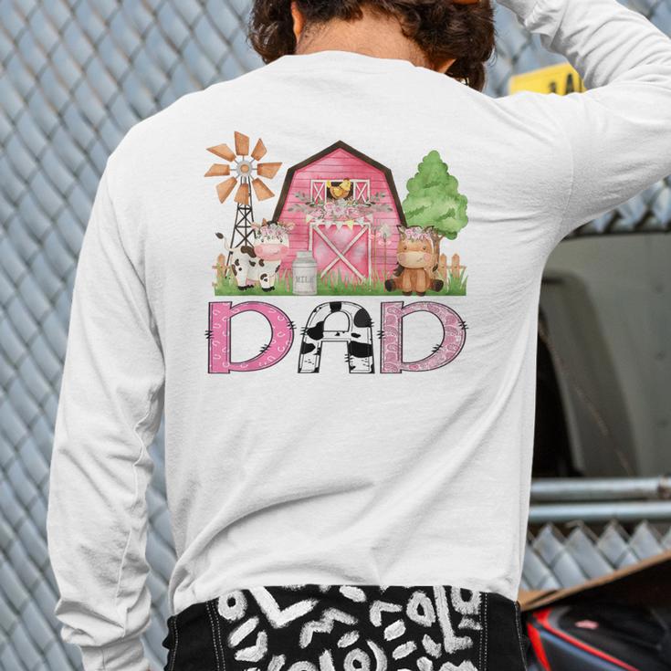 Dad Pink Farm Animal Birthday Kids Matching Family Long Sleeve T-Shirt Back Print