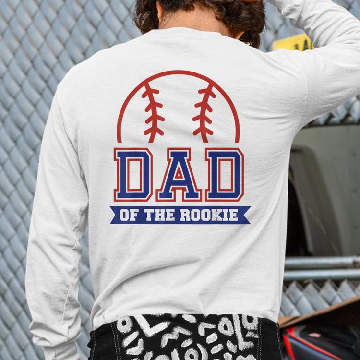 Dad Of Rookie 1st Birthday Baseball Theme Matching Party Long Sleeve T-Shirt Back Print