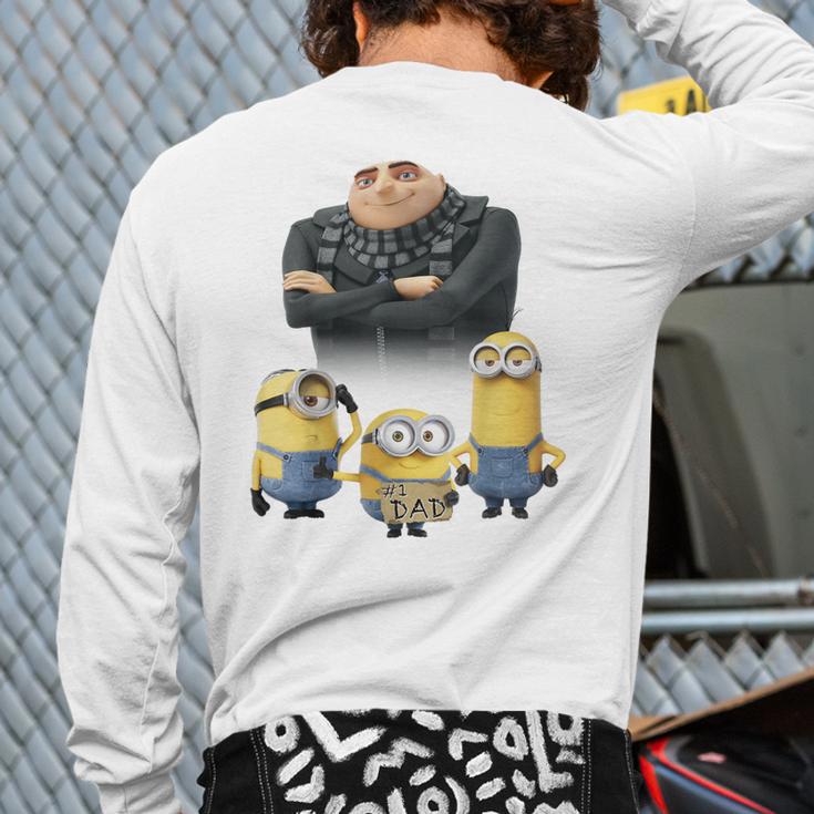 Despicable Me Minions Father's Day 1 Dad Cardboard Sign Long Sleeve T-Shirt Back Print