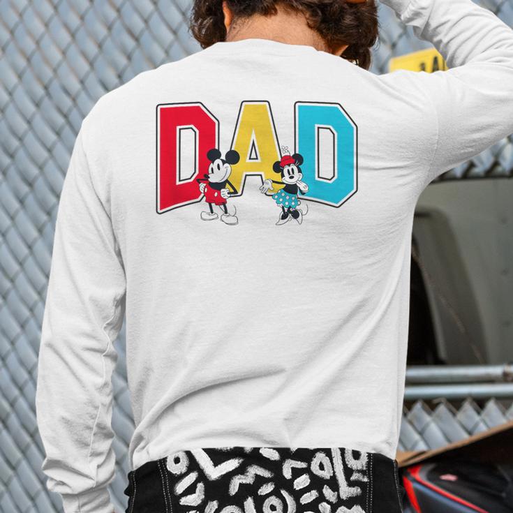 Disney Mickey And Friends Mickey Minnie Dad Collegiate Logo Long Sleeve T-Shirt Back Print