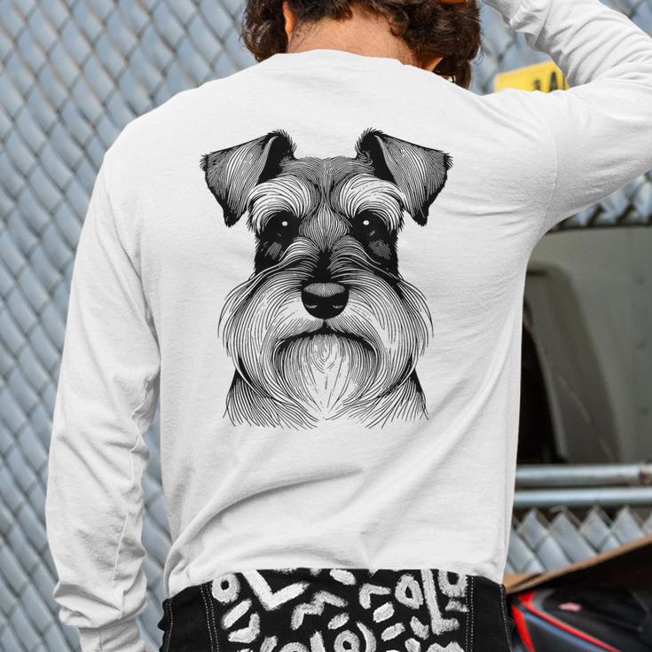 Dog Fingerprint Miniature Schnauzer Dad Mom Long Sleeve T-Shirt Back Print