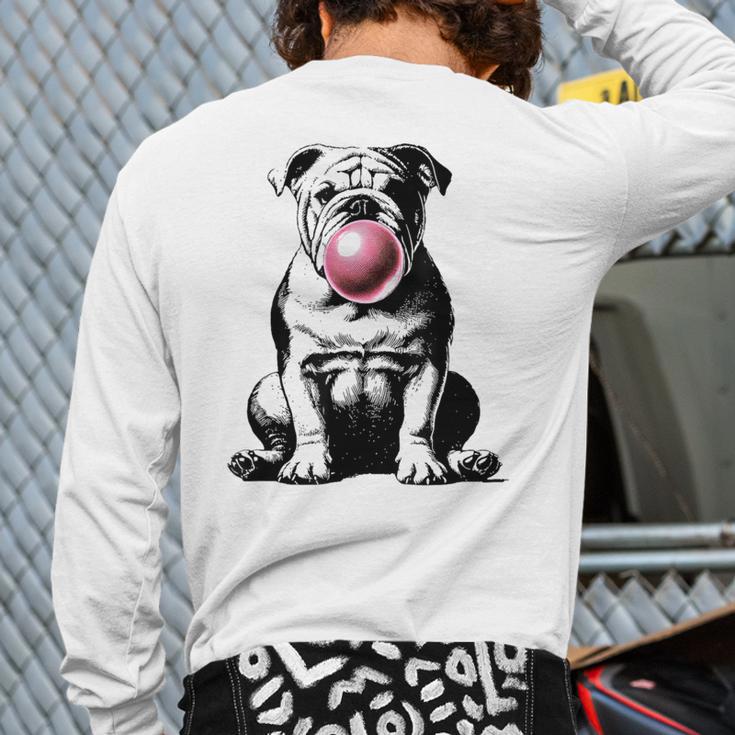 English Bulldog Bubble Gum Vintage Dog Mom Pet Dad Long Sleeve T-Shirt Back Print