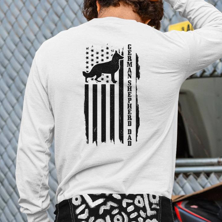 German Shepherd Dad Vintage Flag Patriotic Dog Long Sleeve T-Shirt Back Print