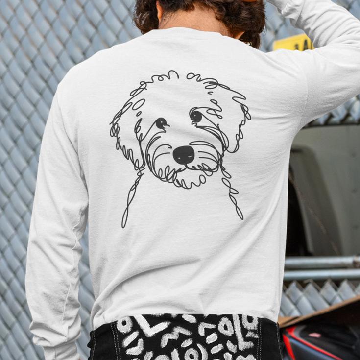 Line Art Dad Mom Dog Sheepadoodle Long Sleeve T-Shirt Back Print