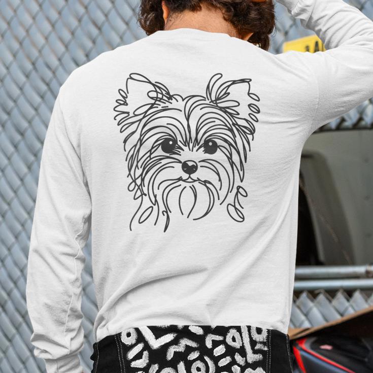 Line Art Dad Mom Dog Teecup Yorkie Long Sleeve T-Shirt Back Print Line Art Dad Mom Dog Teecup Yorkie Long Sleeve T-Shirt Back Print