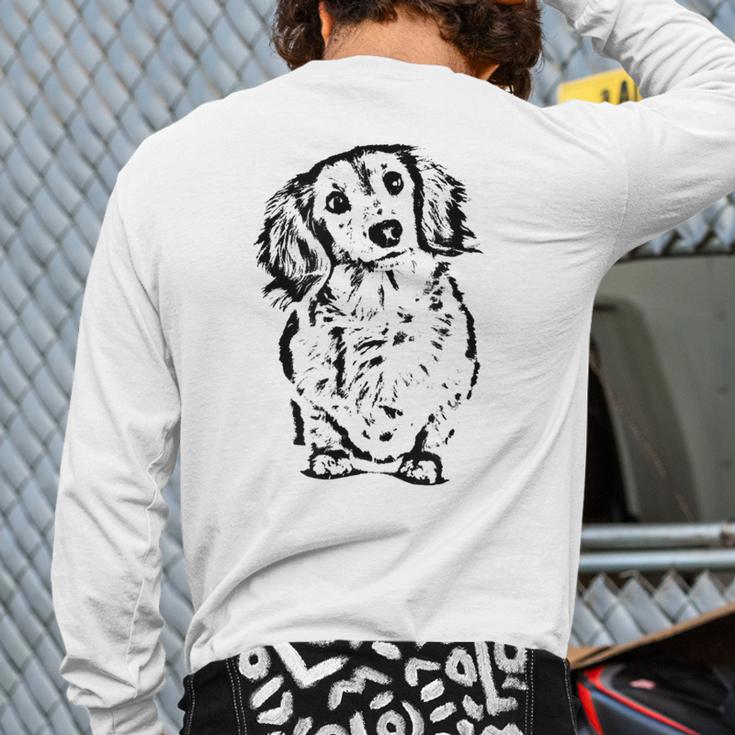 Long Hair Dachshund Lover Doxie Mom Dad Cute Wiener Dog Small Long Sleeve T-Shirt Back Print
