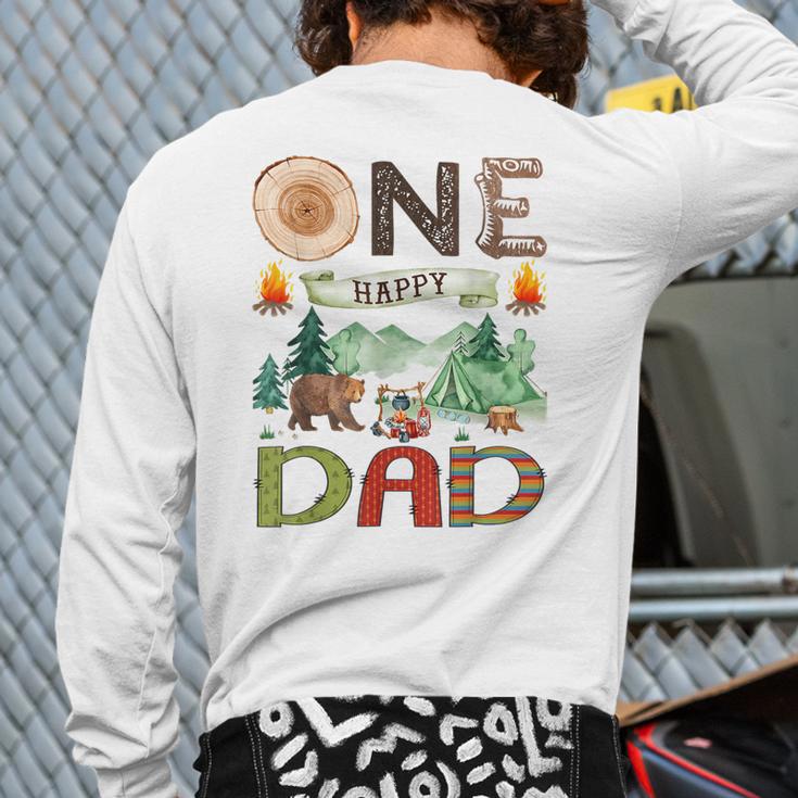 One Happy Dad Camper 1st Birthday Boy Camping Bear Long Sleeve T-Shirt Back Print