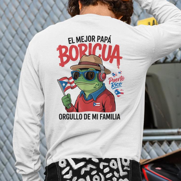Puerto Rican Dad Idea For Men & Papá Boricua Coqui Frog Long Sleeve T-Shirt Back Print