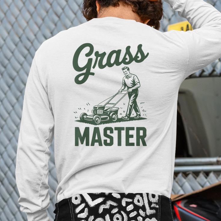 Push Lawn Mower Legend Grass Master Dad Mowing Long Sleeve T-Shirt Back Print
