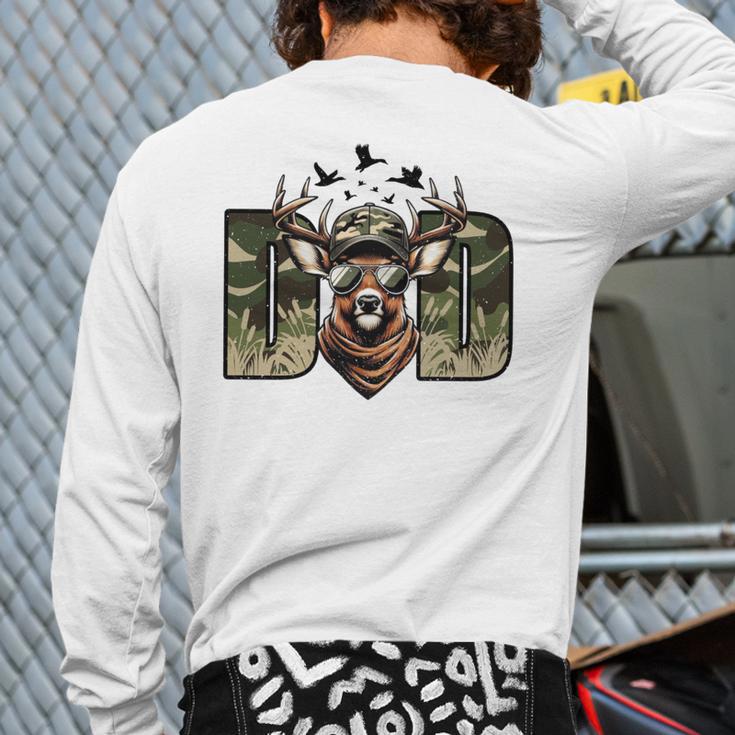 Retro Camo Dad Hunting Camouflage Deer Matching Long Sleeve T-Shirt Back Print