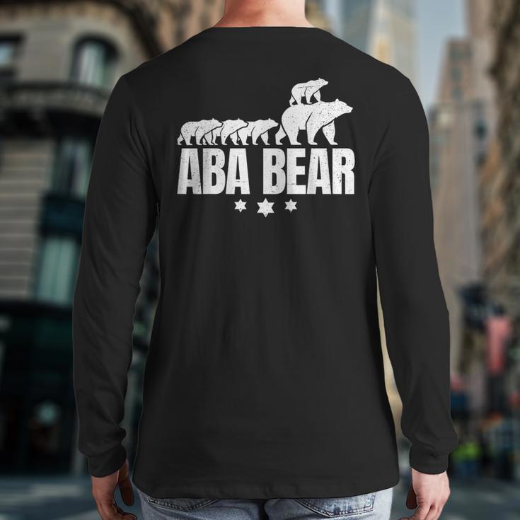 Aba Bear For Jewish Dad With Four Kids On Father's Day Long Sleeve T-Shirt Back Print