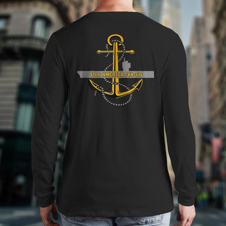 Aircraft Carrier USS America CVA-66 Veterans Day Dad Son Boy Long Sleeve T-Shirt Back Print
